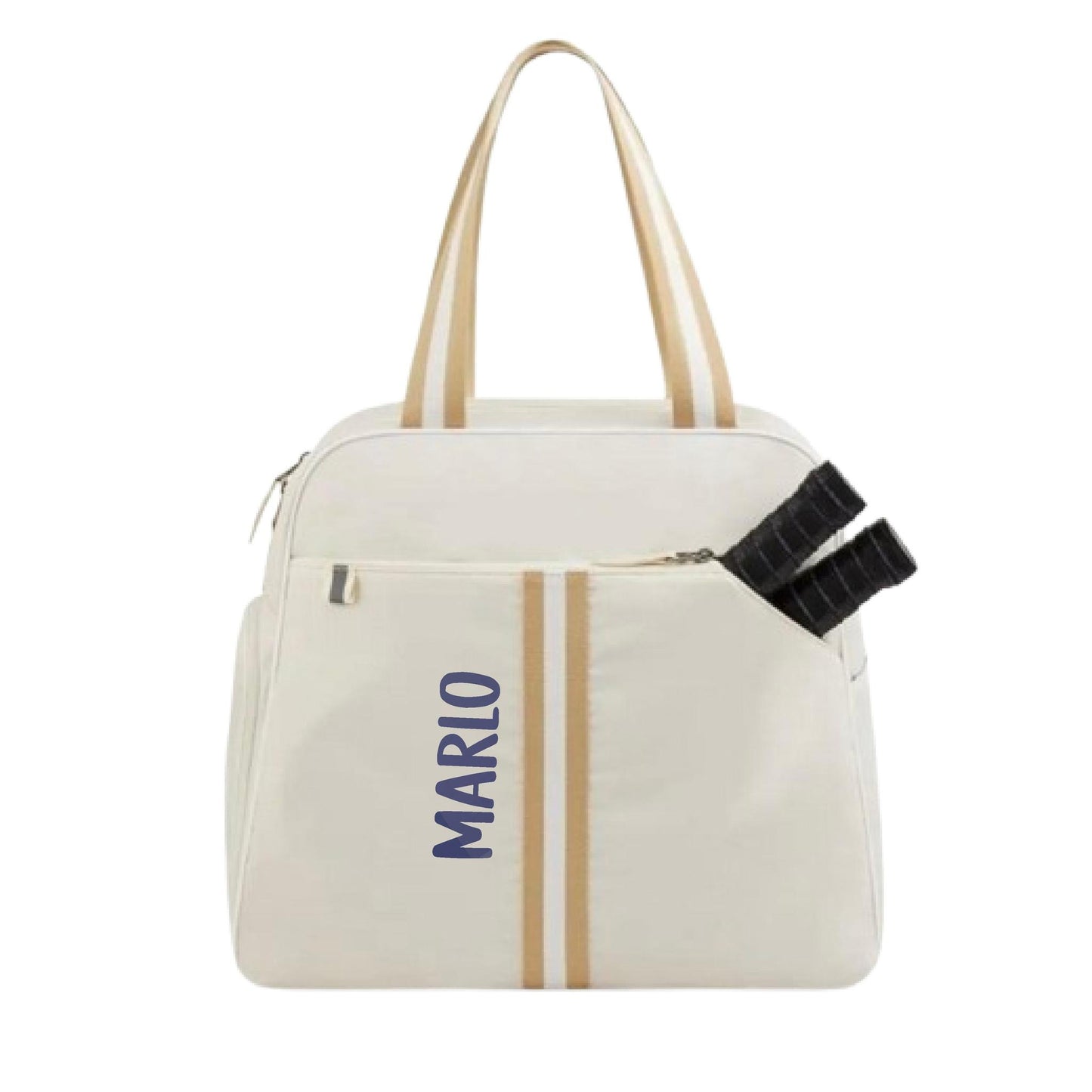 "Luxe Legacy" White Pickleball Bag (Free Personalization) | Pickleball Sports Bag | Medium Size Court Bag