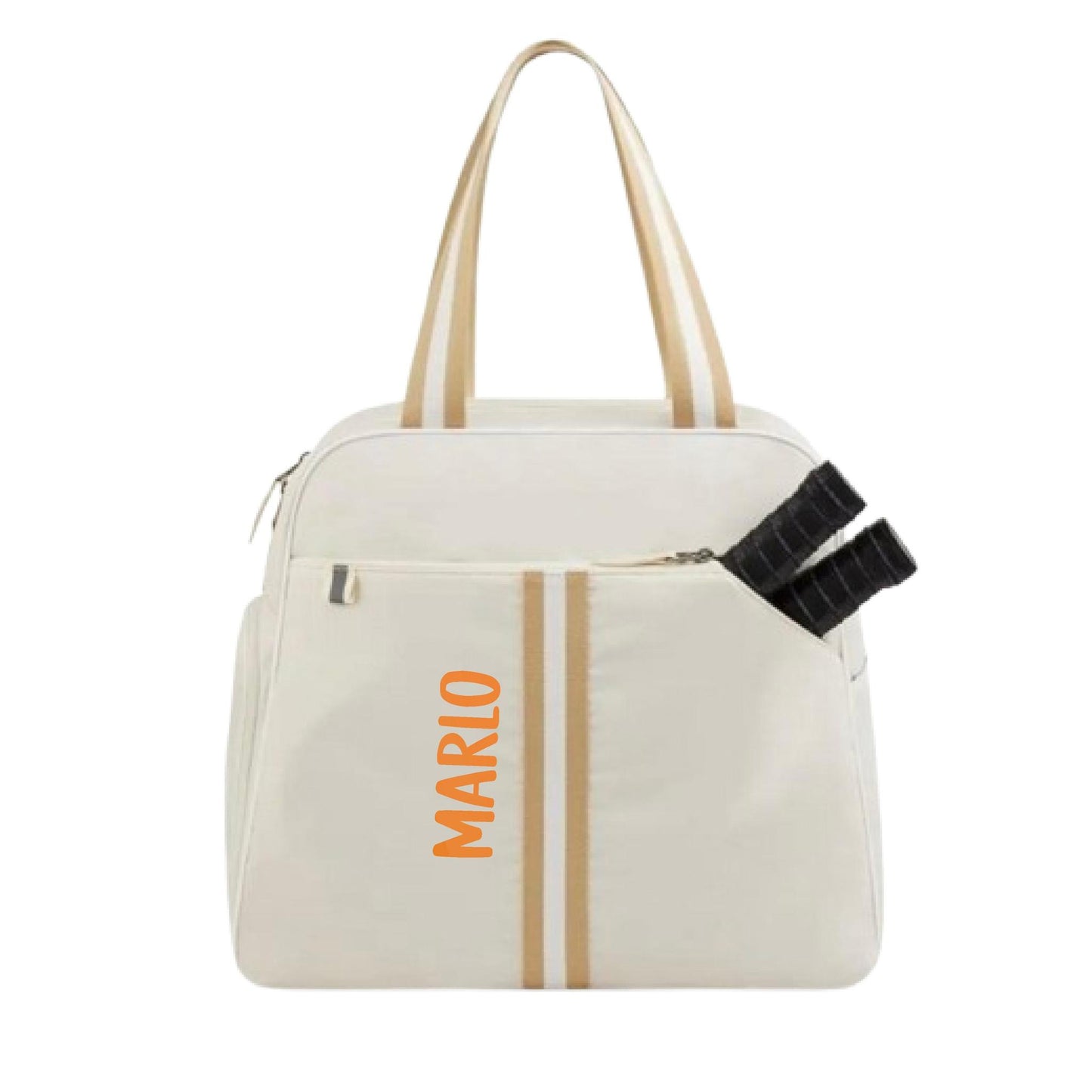 "Luxe Legacy" White Pickleball Bag (Free Personalization) | Pickleball Sports Bag | Medium Size Court Bag