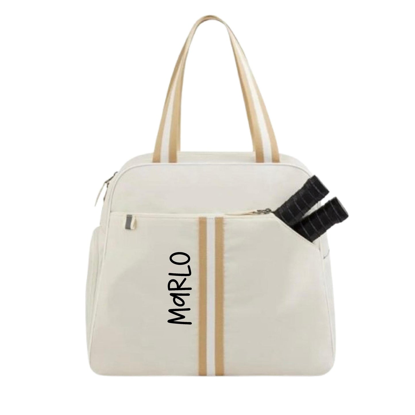 "Luxe Legacy" White Pickleball Bag (Free Personalization) | Pickleball Sports Bag | Medium Size Court Bag