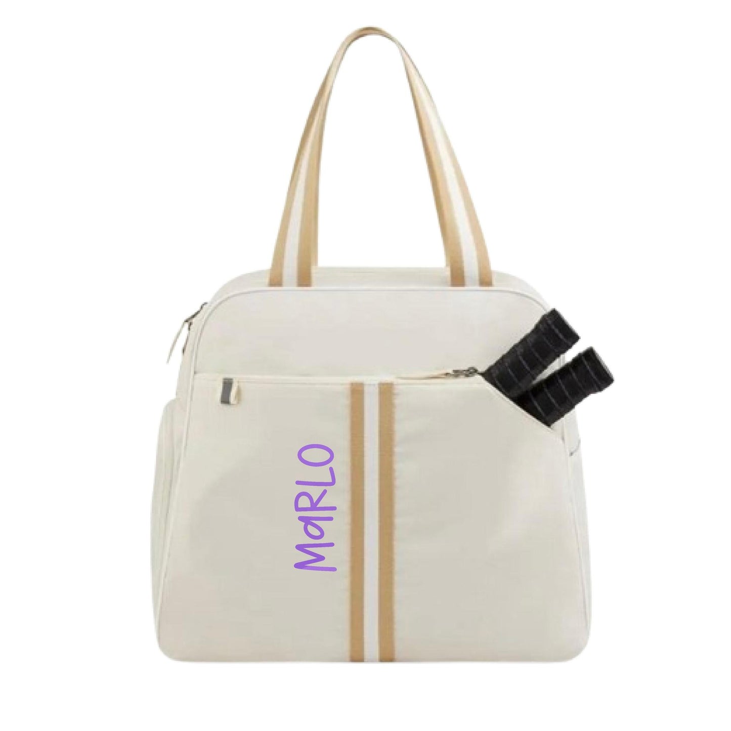 "Luxe Legacy" White Pickleball Bag (Free Personalization) | Pickleball Sports Bag | Medium Size Court Bag