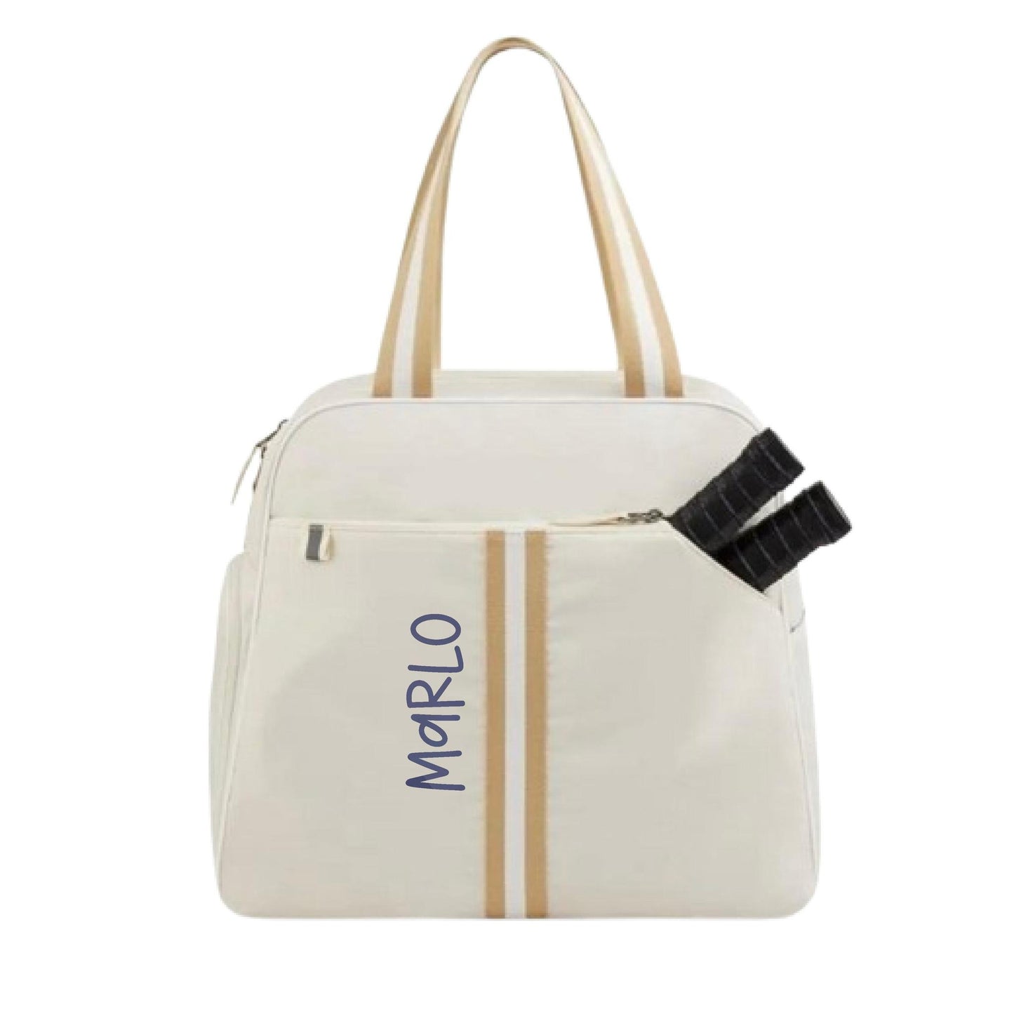 "Luxe Legacy" White Pickleball Bag (Free Personalization) | Pickleball Sports Bag | Medium Size Court Bag
