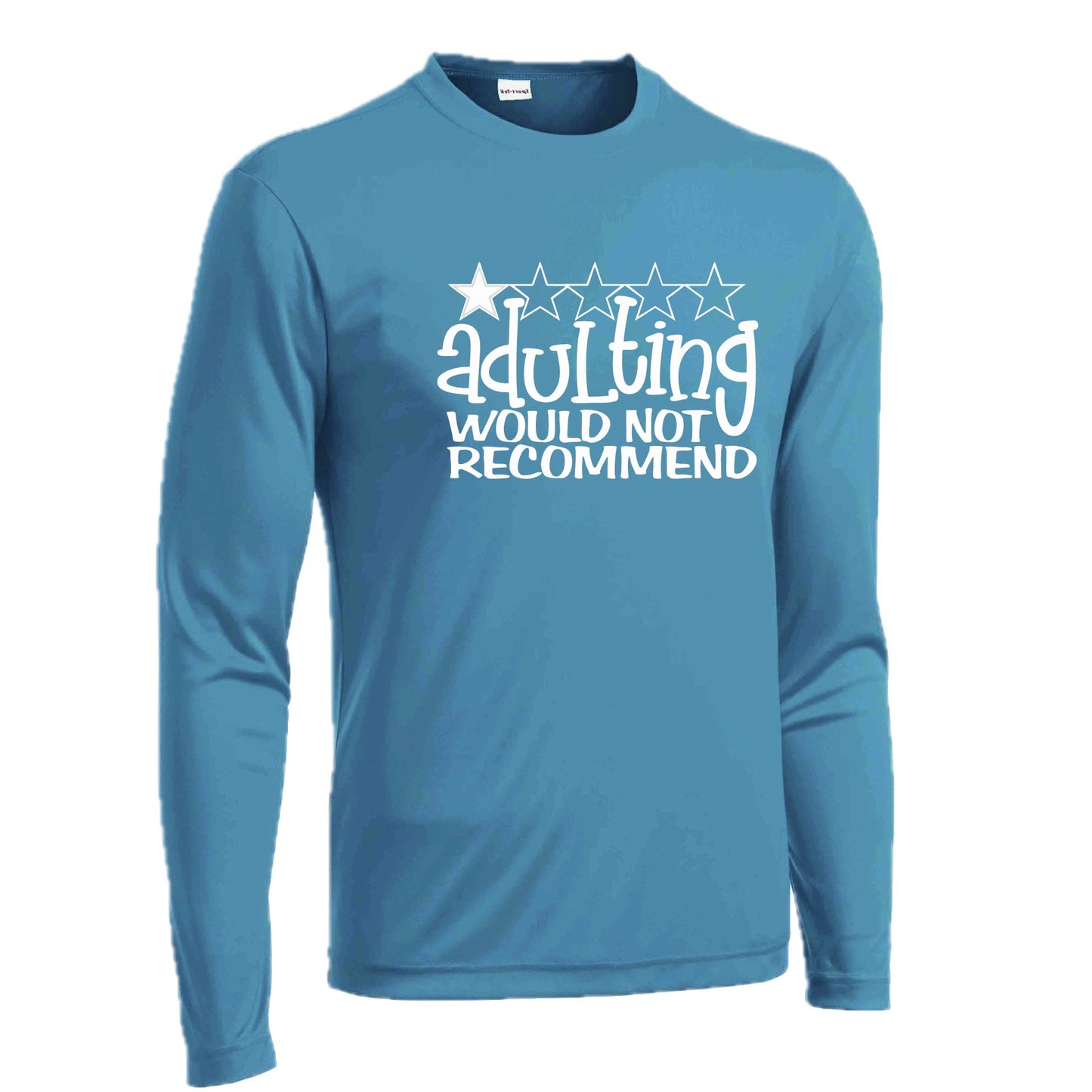 Adulting 1 Star Would Not Recommend | Men's Long Sleeve Athletic Performance T-Shirt | 100% Polyester