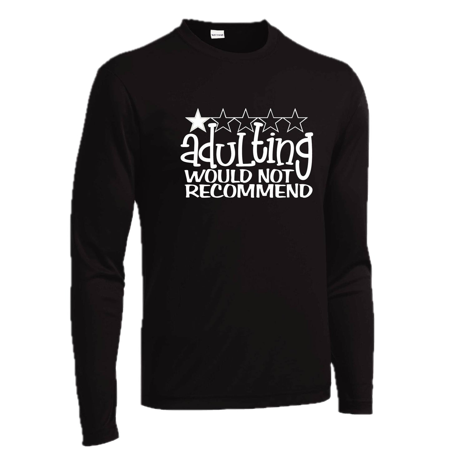 Adulting 1 Star Would Not Recommend | Men's Long Sleeve Athletic Performance T-Shirt | 100% Polyester