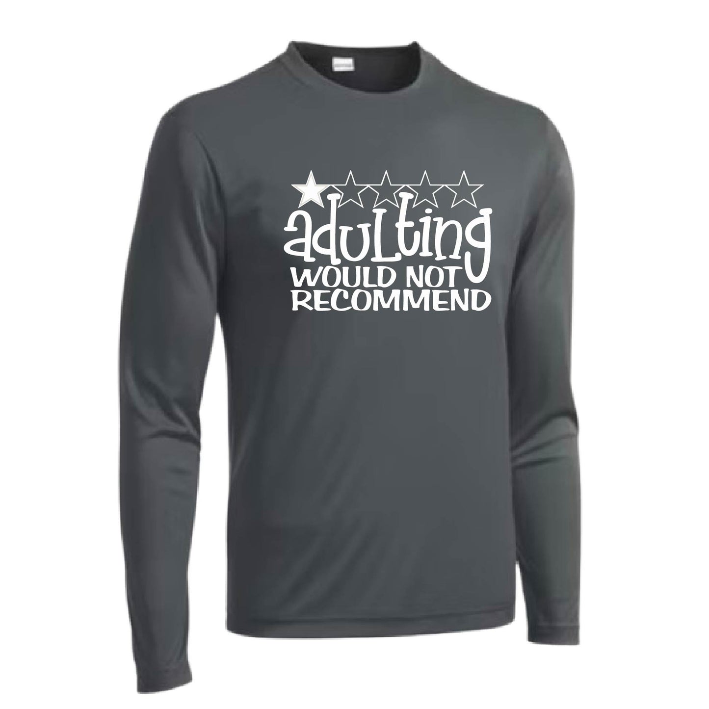Adulting 1 Star Would Not Recommend | Men's Long Sleeve Athletic Performance T-Shirt | 100% Polyester