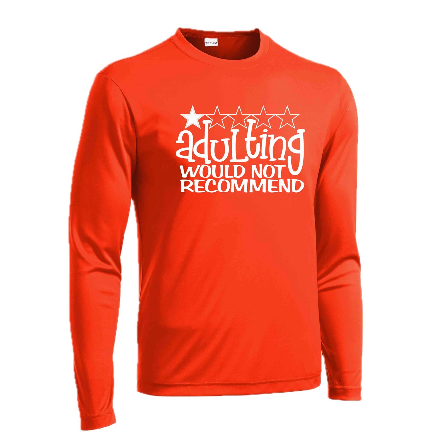 Adulting 1 Star Would Not Recommend | Men's Long Sleeve Athletic Performance T-Shirt | 100% Polyester