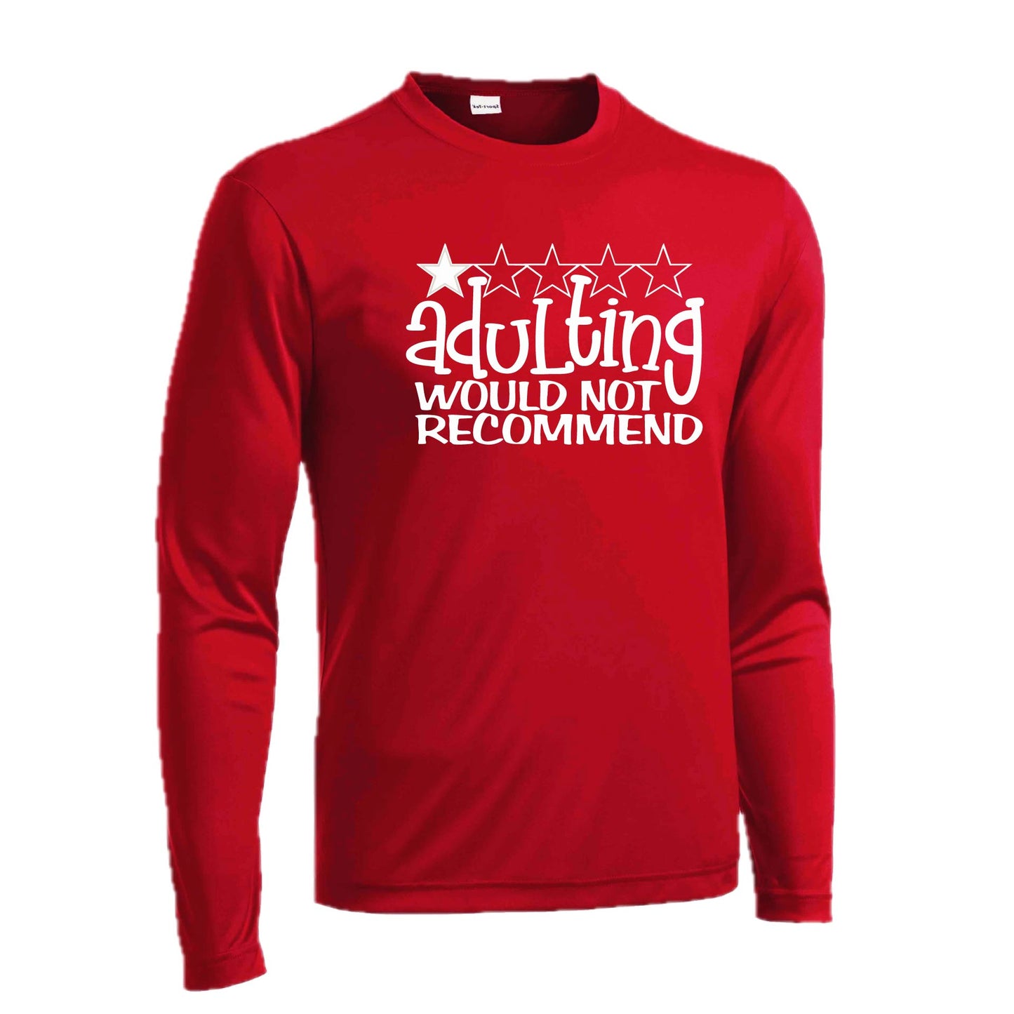 Adulting 1 Star Would Not Recommend | Men's Long Sleeve Athletic Performance T-Shirt | 100% Polyester