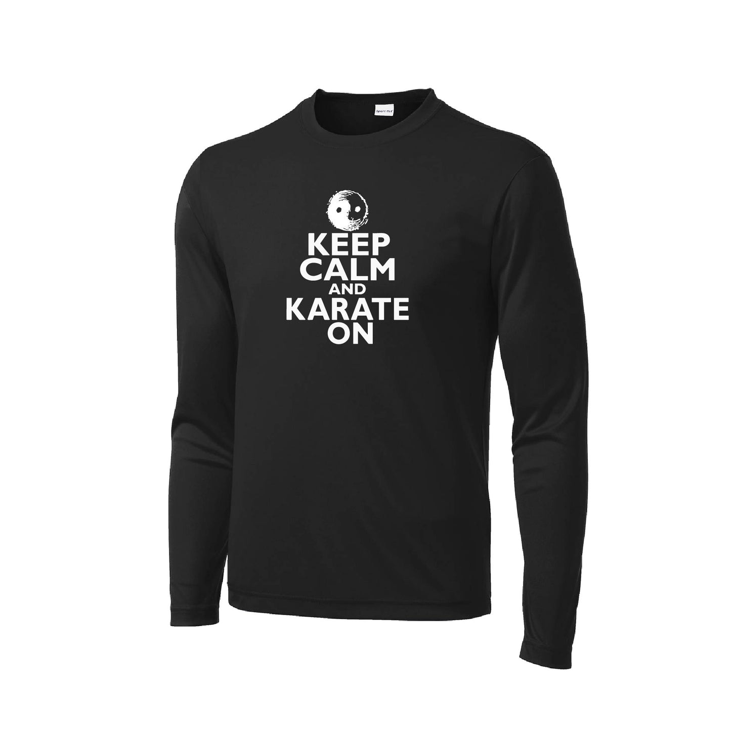 Keep Calm and Karate On | Men's Long Sleeve Athletic Karate Performance T-Shirt | 100% Polyester