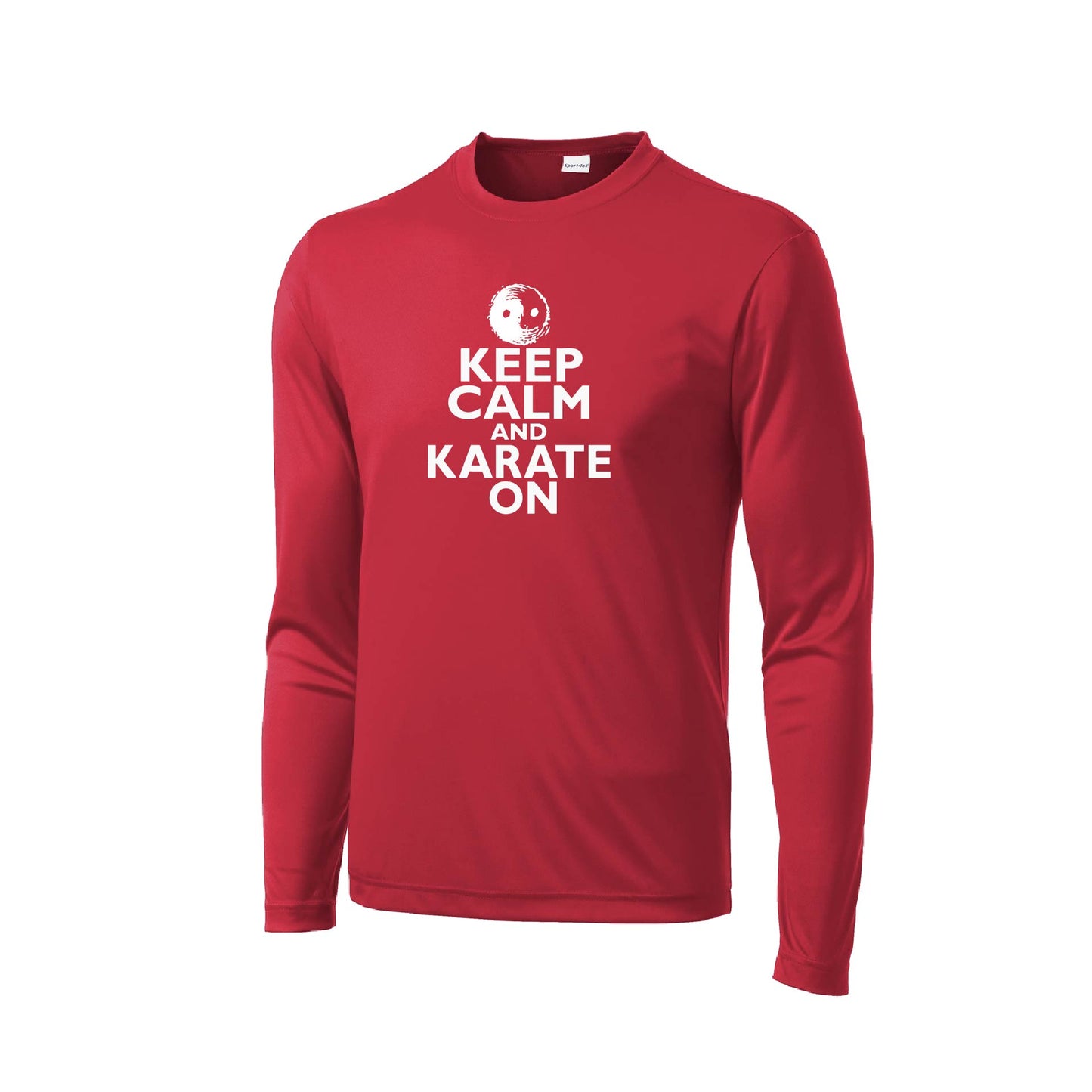 Keep Calm and Karate On | Men's Long Sleeve Athletic Karate Performance T-Shirt | 100% Polyester