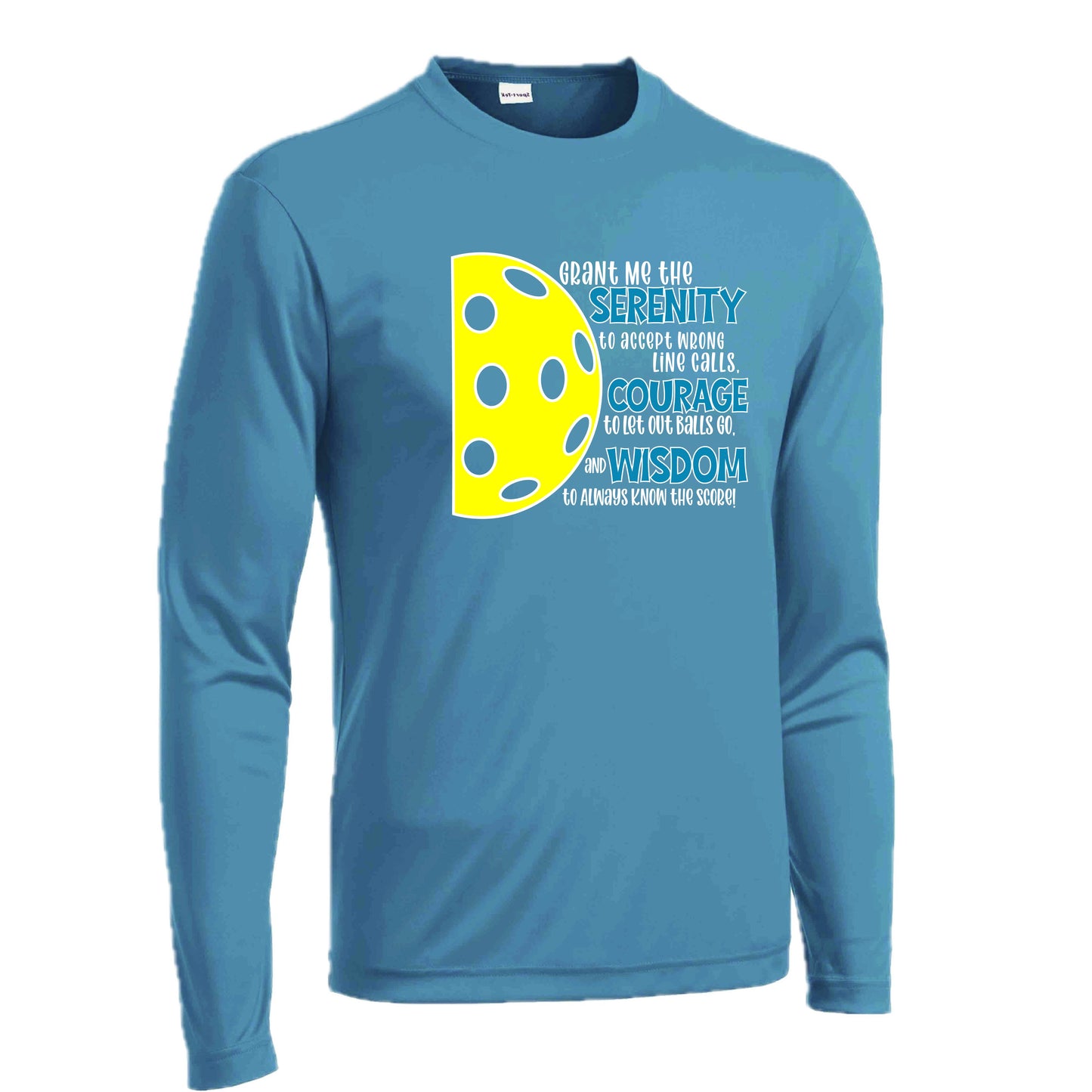 Pickleball Serenity Prayer | Men's Long Sleeve Athletic Pickleball  Performance T-Shirt | 100% Polyester