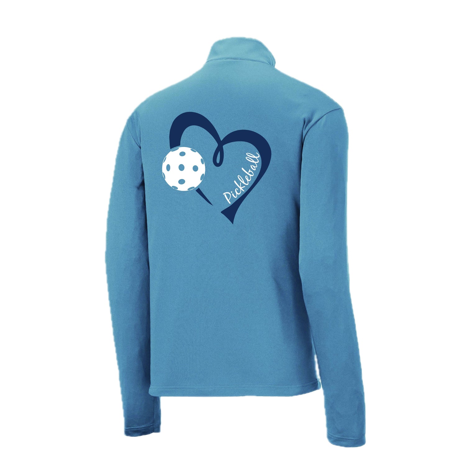 Pickleball Love (Navy)  | Men's 1/4 Zip Long Sleeve Pullover Athletic Pickleball Performance Shirt | 100% Polyester