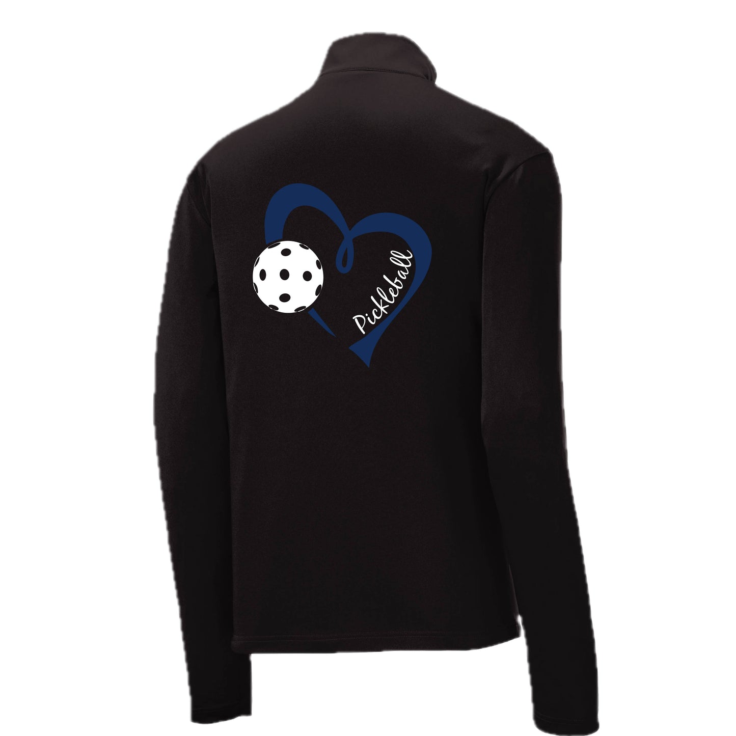 Pickleball Love (Navy)  | Men's 1/4 Zip Long Sleeve Pullover Athletic Pickleball Performance Shirt | 100% Polyester