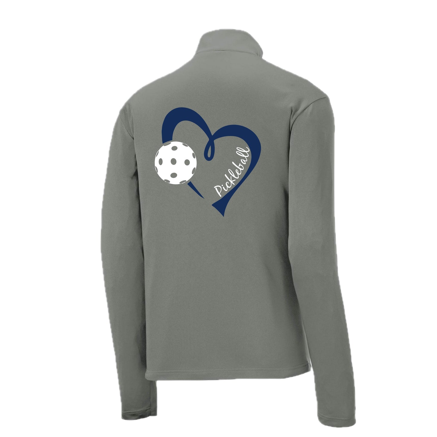 Pickleball Love (Navy)  | Men's 1/4 Zip Long Sleeve Pullover Athletic Pickleball Performance Shirt | 100% Polyester
