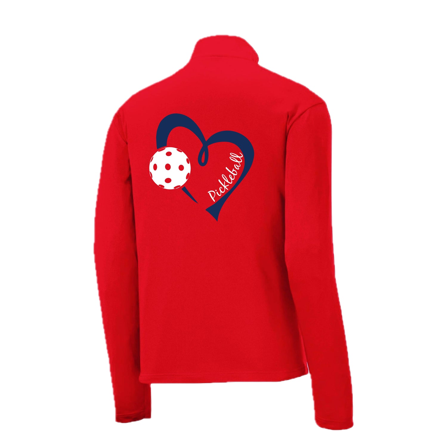 Pickleball Love (Navy)  | Men's 1/4 Zip Long Sleeve Pullover Athletic Pickleball Performance Shirt | 100% Polyester