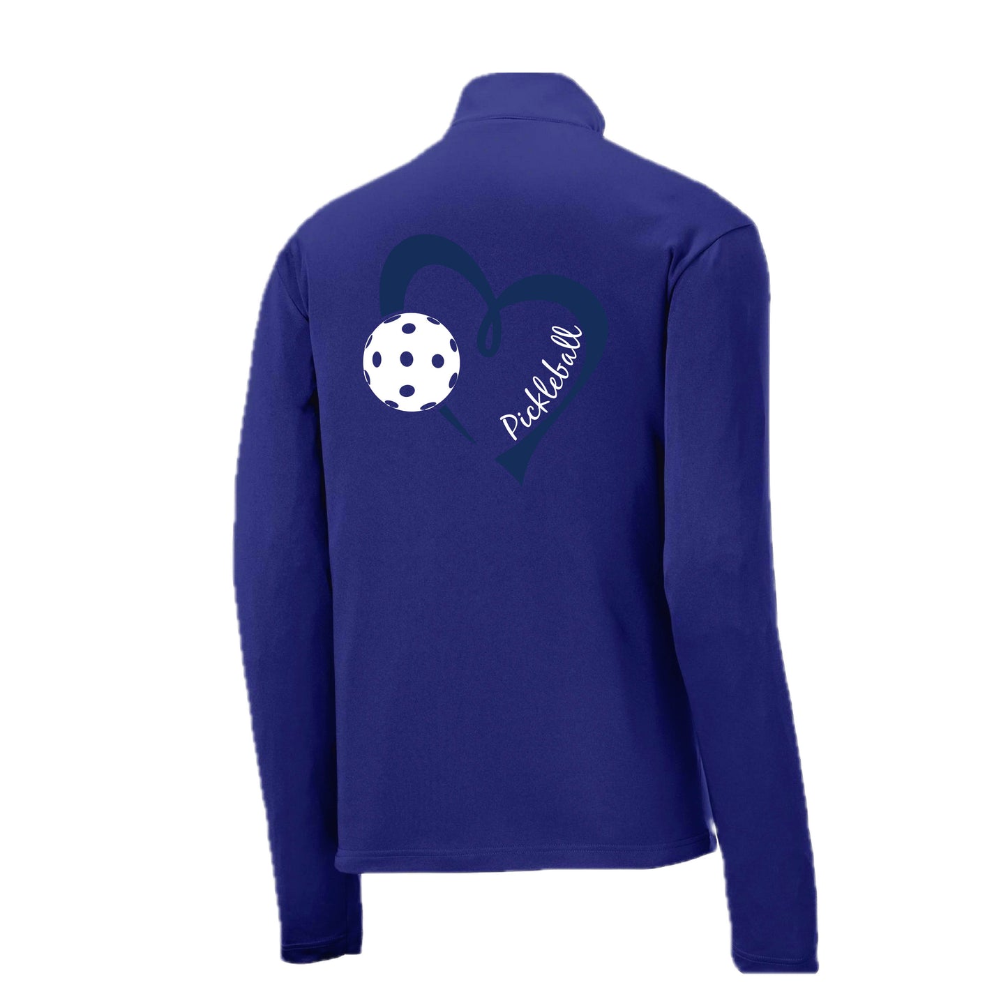 Pickleball Love (Navy)  | Men's 1/4 Zip Long Sleeve Pullover Athletic Pickleball Performance Shirt | 100% Polyester