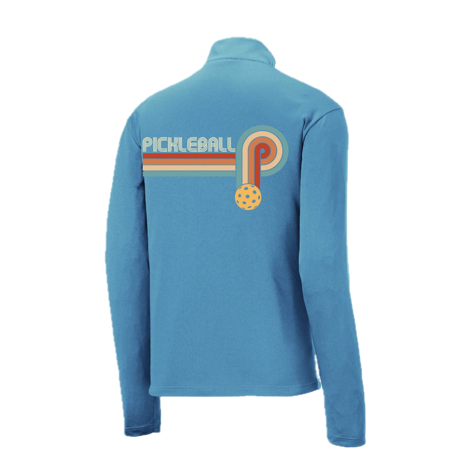 Retro Pickleball | Men's 1/4 Zip Long Sleeve Pullover Athletic Performance Shirt | 100% Polyester