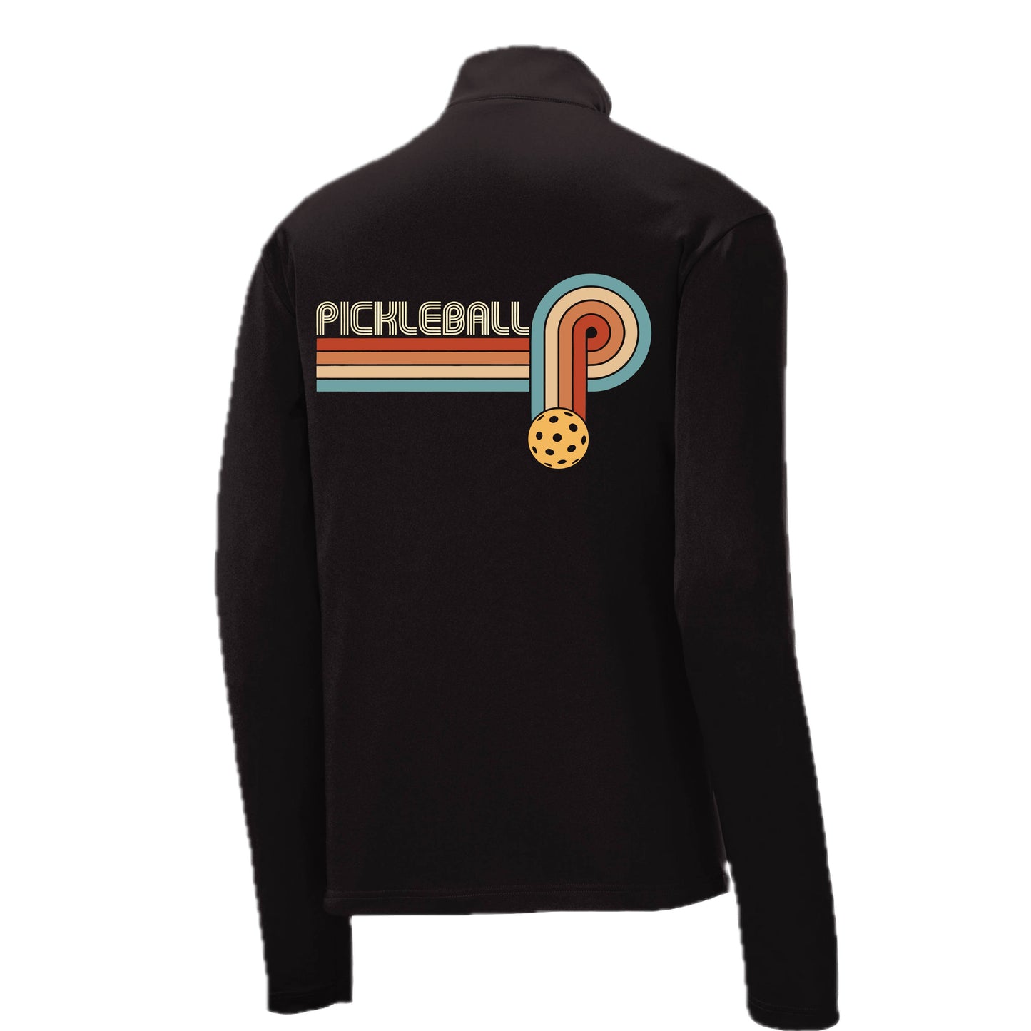 Retro Pickleball | Men's 1/4 Zip Long Sleeve Pullover Athletic Performance Shirt | 100% Polyester