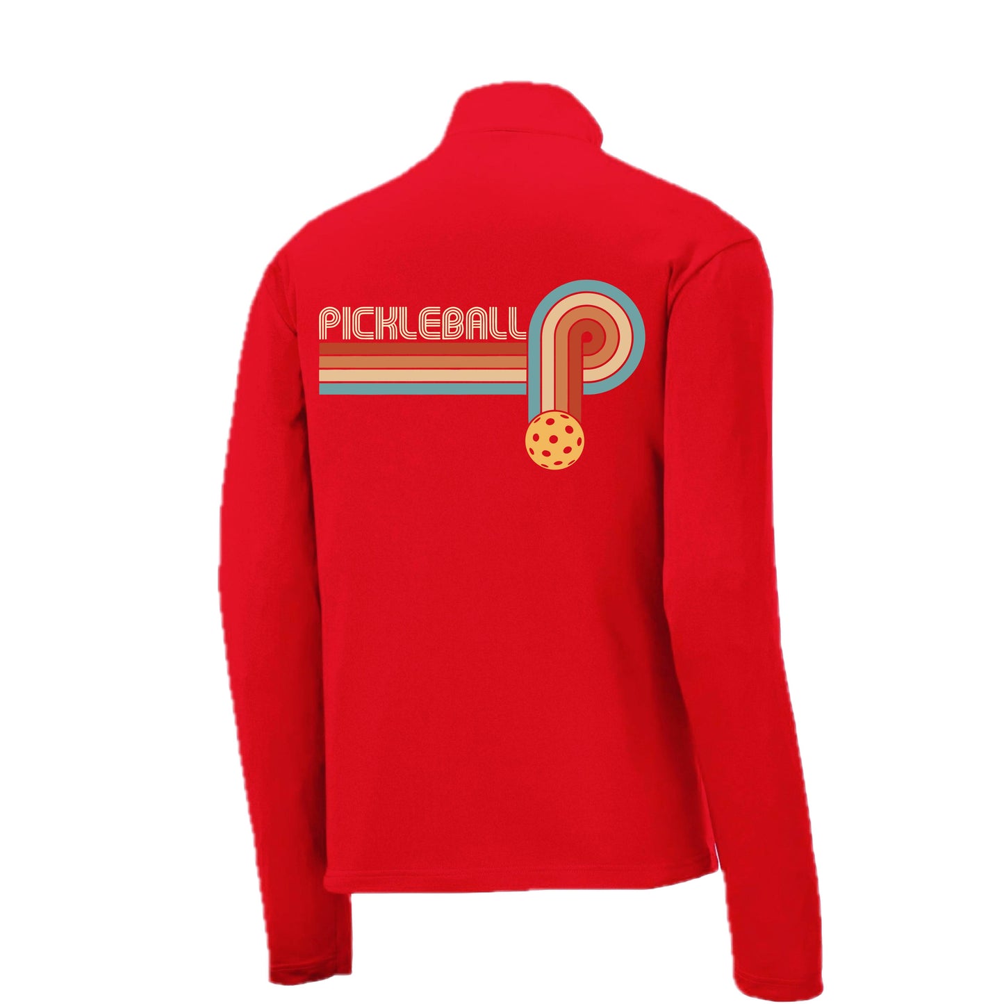 Retro Pickleball | Men's 1/4 Zip Long Sleeve Pullover Athletic Performance Shirt | 100% Polyester