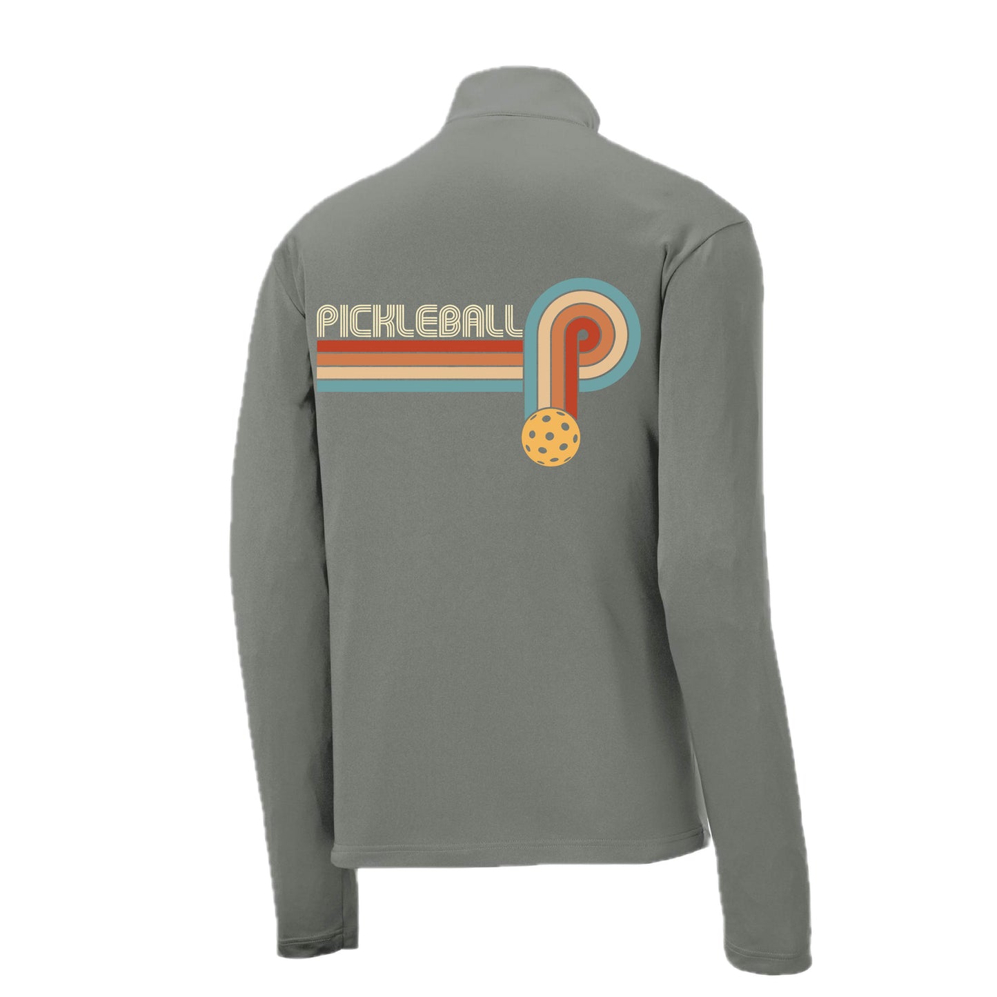 Retro Pickleball | Men's 1/4 Zip Long Sleeve Pullover Athletic Performance Shirt | 100% Polyester