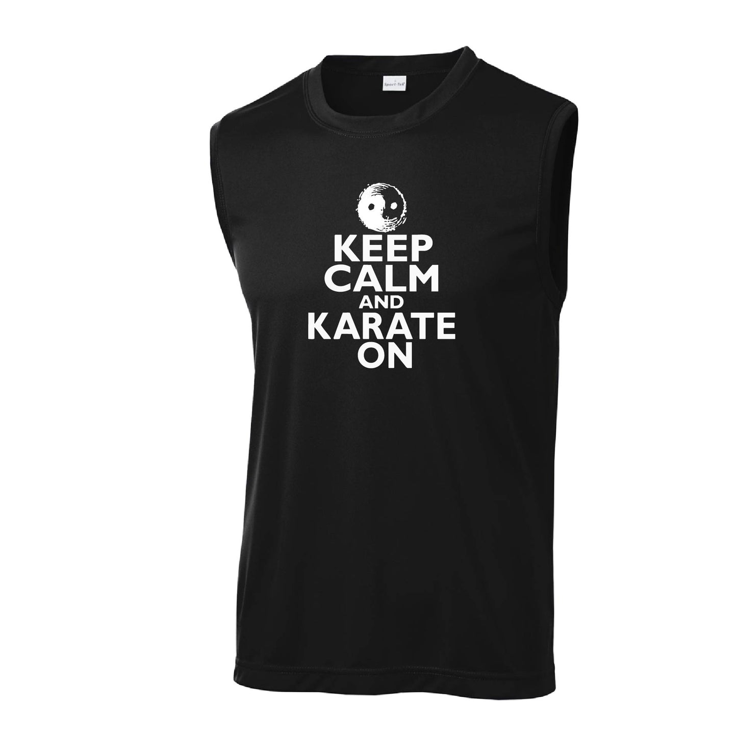 Keep Calm and Karate On | Men's Sleeveless Athletic Karate Performance T-Shirt | 100% Polyester