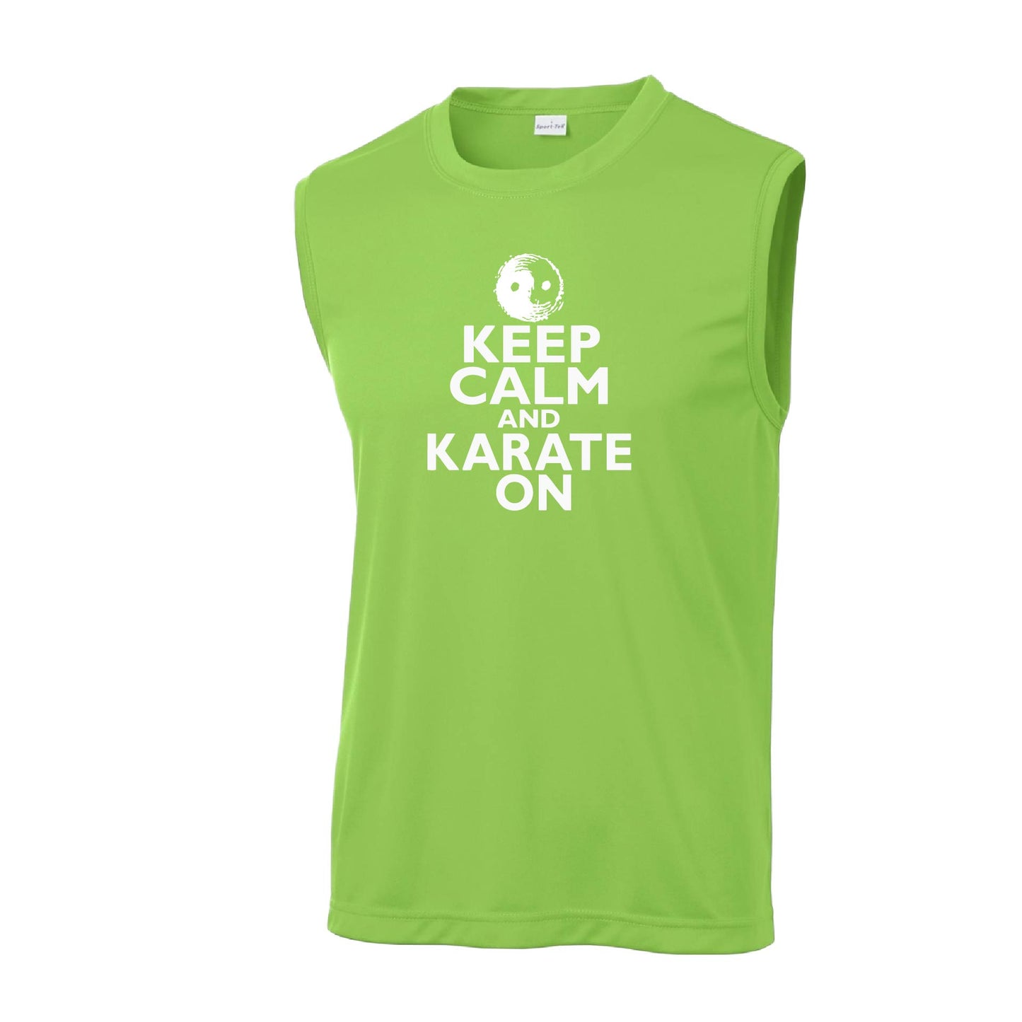 Keep Calm and Karate On | Men's Sleeveless Athletic Karate Performance T-Shirt | 100% Polyester