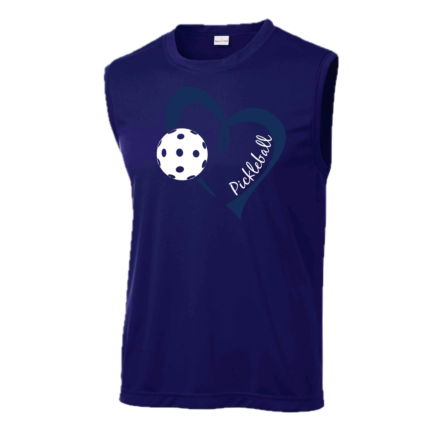 Pickleball Love (Navy) | Men's Sleeveless Athletic Pickleball Performance T-Shirt | 100% Polyester