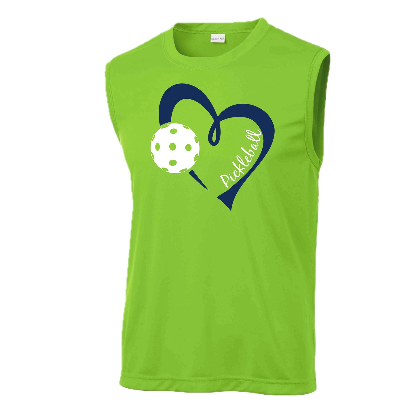 Pickleball Love (Navy) | Men's Sleeveless Athletic Pickleball Performance T-Shirt | 100% Polyester