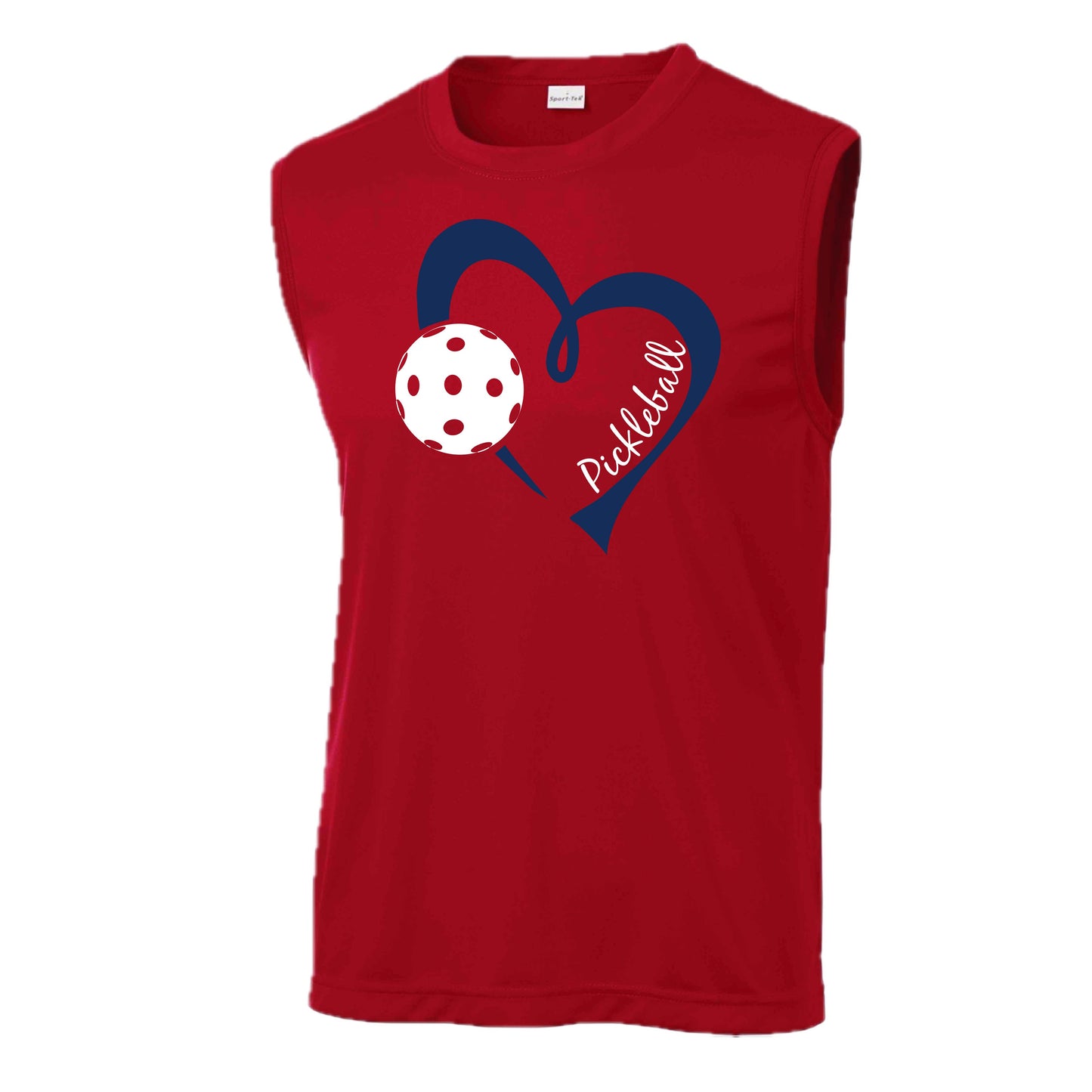 Pickleball Love (Navy) | Men's Sleeveless Athletic Pickleball Performance T-Shirt | 100% Polyester
