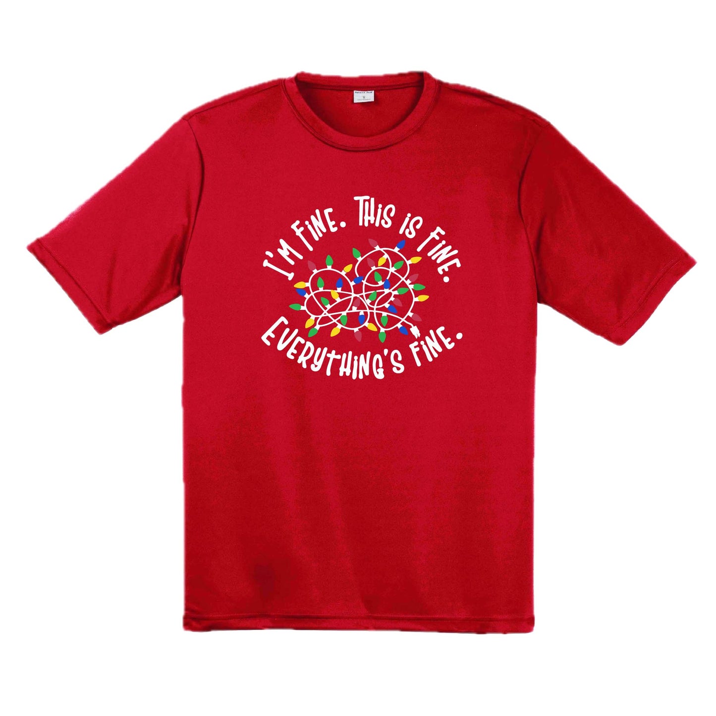 I'm Fine This is Fine Christmas | Men's Short Sleeve Athletic Performance T-Shirt | 100% Polyester
