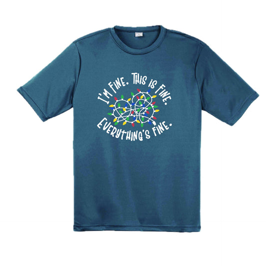I'm Fine This is Fine Christmas | Men's Short Sleeve Athletic Performance T-Shirt | 100% Polyester