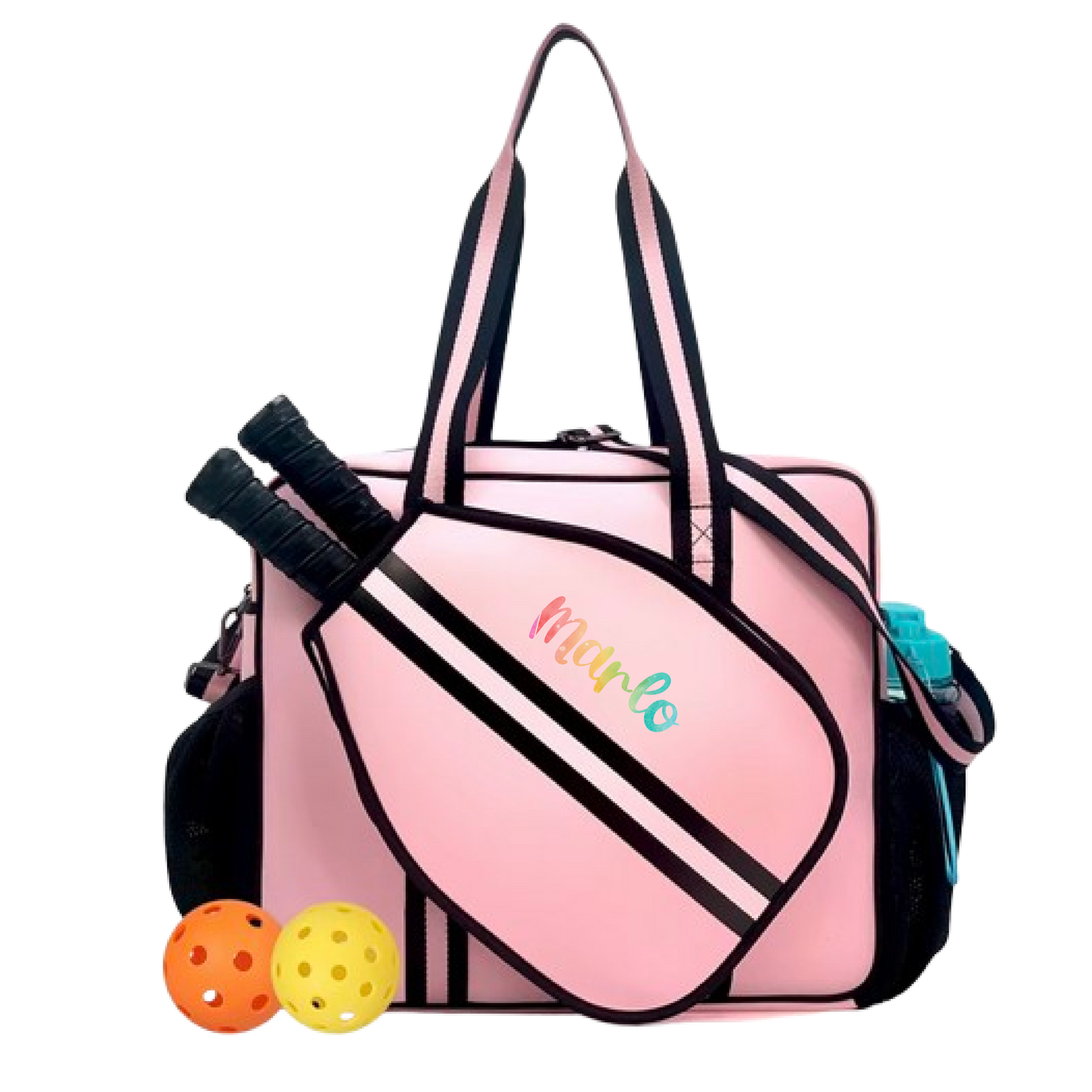 "Magnolia" Pink and Black Pickleball Bag (Free Customization) | Pickleball Sports Bag | Medium Size Court Bag