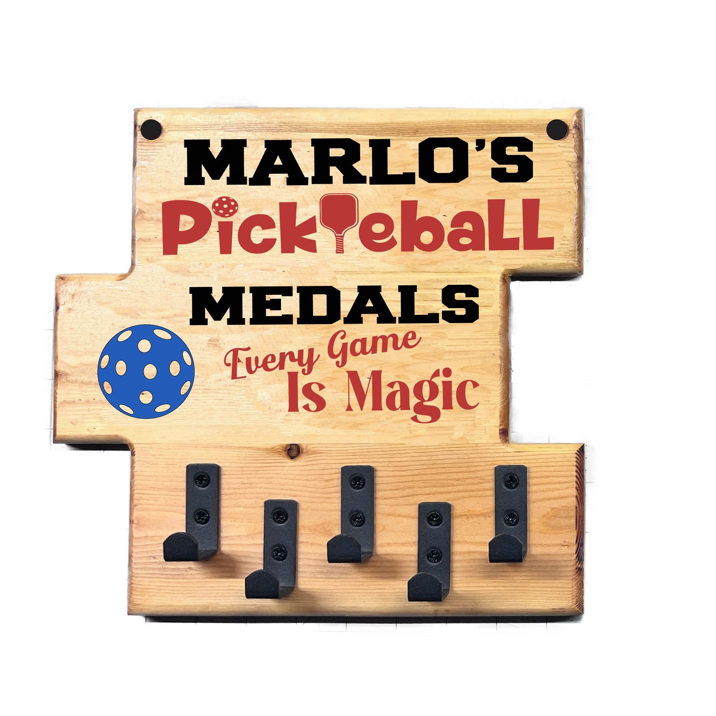 Custom Pickleball "Every Game is Magic" Trophy Display Rack | Sports Tournament Award Hanger