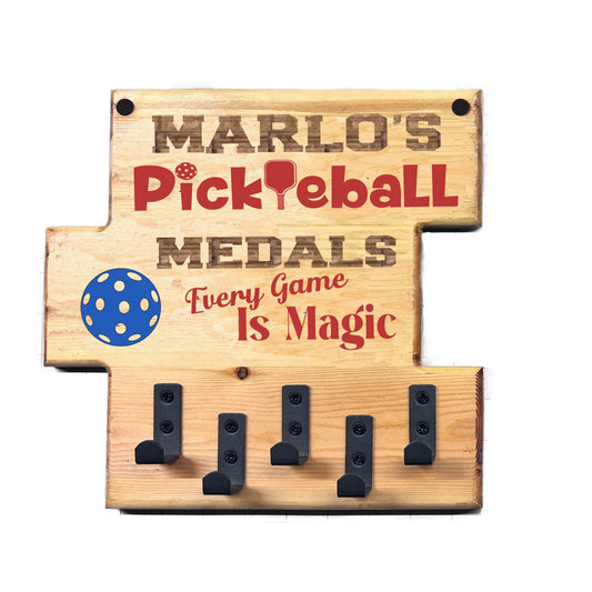 Custom Pickleball "Every Game is Magic" Trophy Display Rack | Sports Tournament Award Hanger