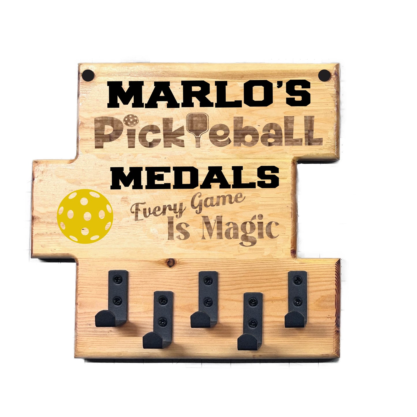 Custom Pickleball "Every Game is Magic" Trophy Display Rack | Sports Tournament Award Hanger