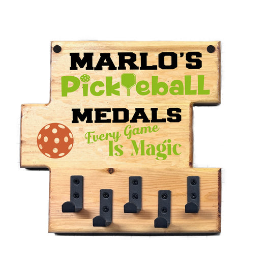Custom Pickleball "Every Game is Magic" Trophy Display Rack | Sports Tournament Award Hanger