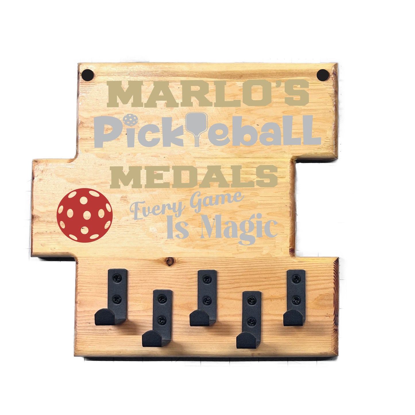Custom Pickleball "Every Game is Magic" Trophy Display Rack | Sports Tournament Award Hanger