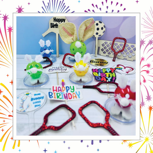 Pickleball Party Pack | 20 Piece "Some Bunny Loves You" Cake And Cupcake Toppers | Birthday Gift Topper