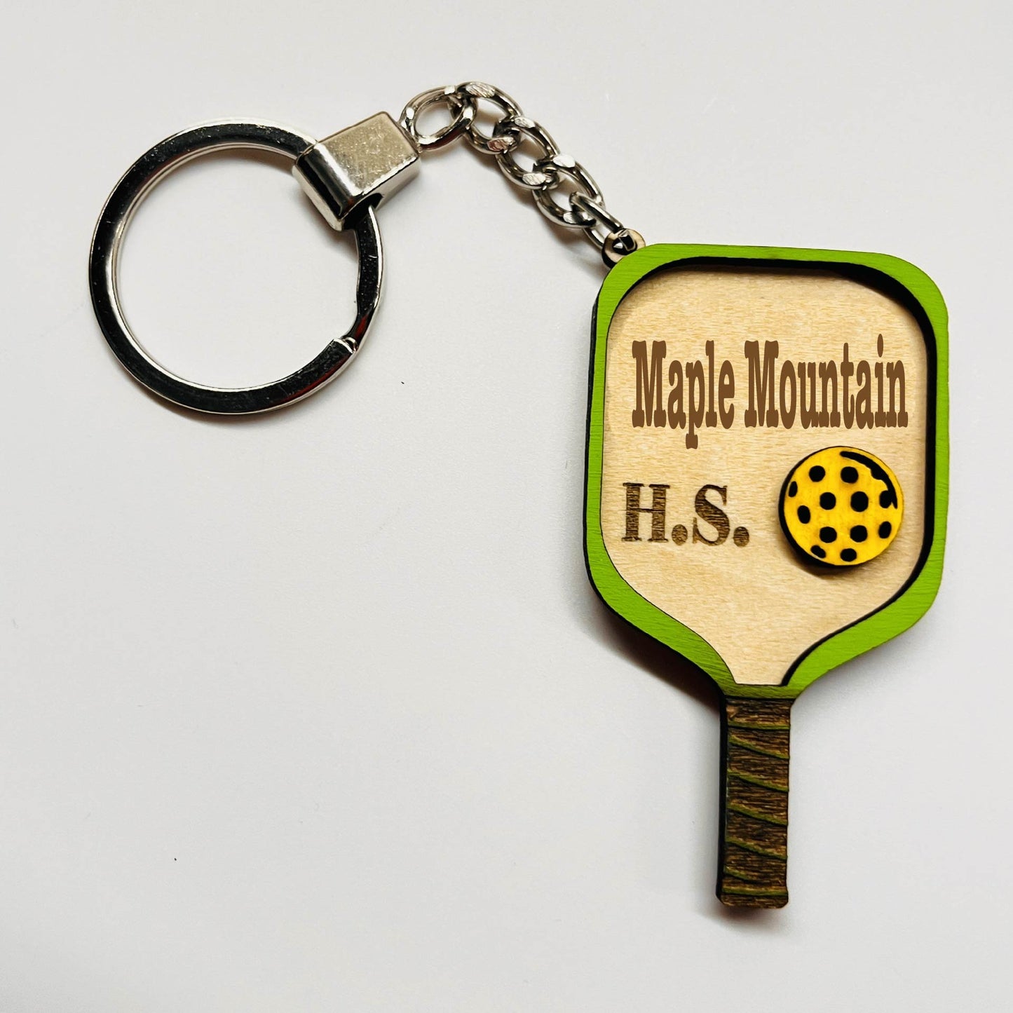 Set of 10 Maple Mountain Custom Pickleball Paddle Keychain Personalized Balsa Wood Keychain Pickleball Player Gift Pickleball Team Gift Paddle Bag Charm