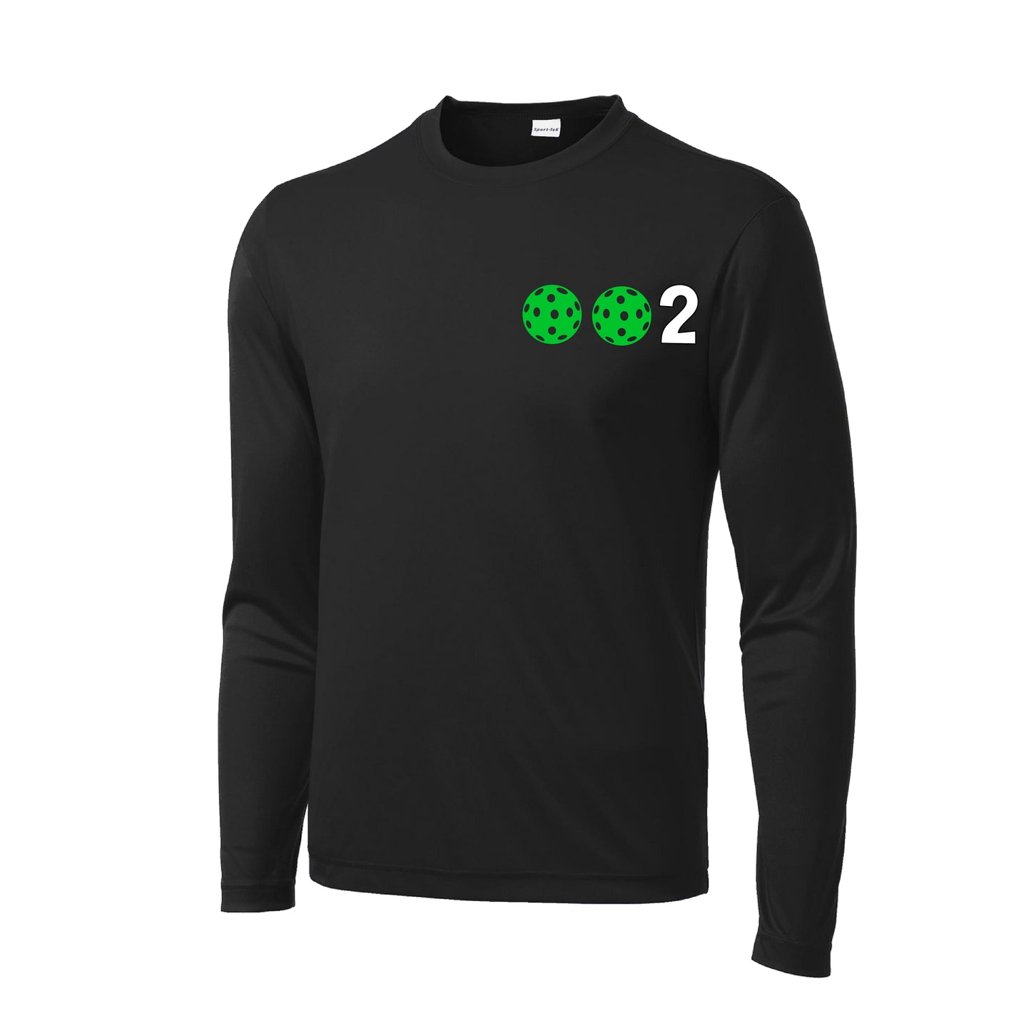 002 With Pickleballs (Green Orange Red) Customizable | Men's Long Sleeve Athletic Shirt | 100% Polyester