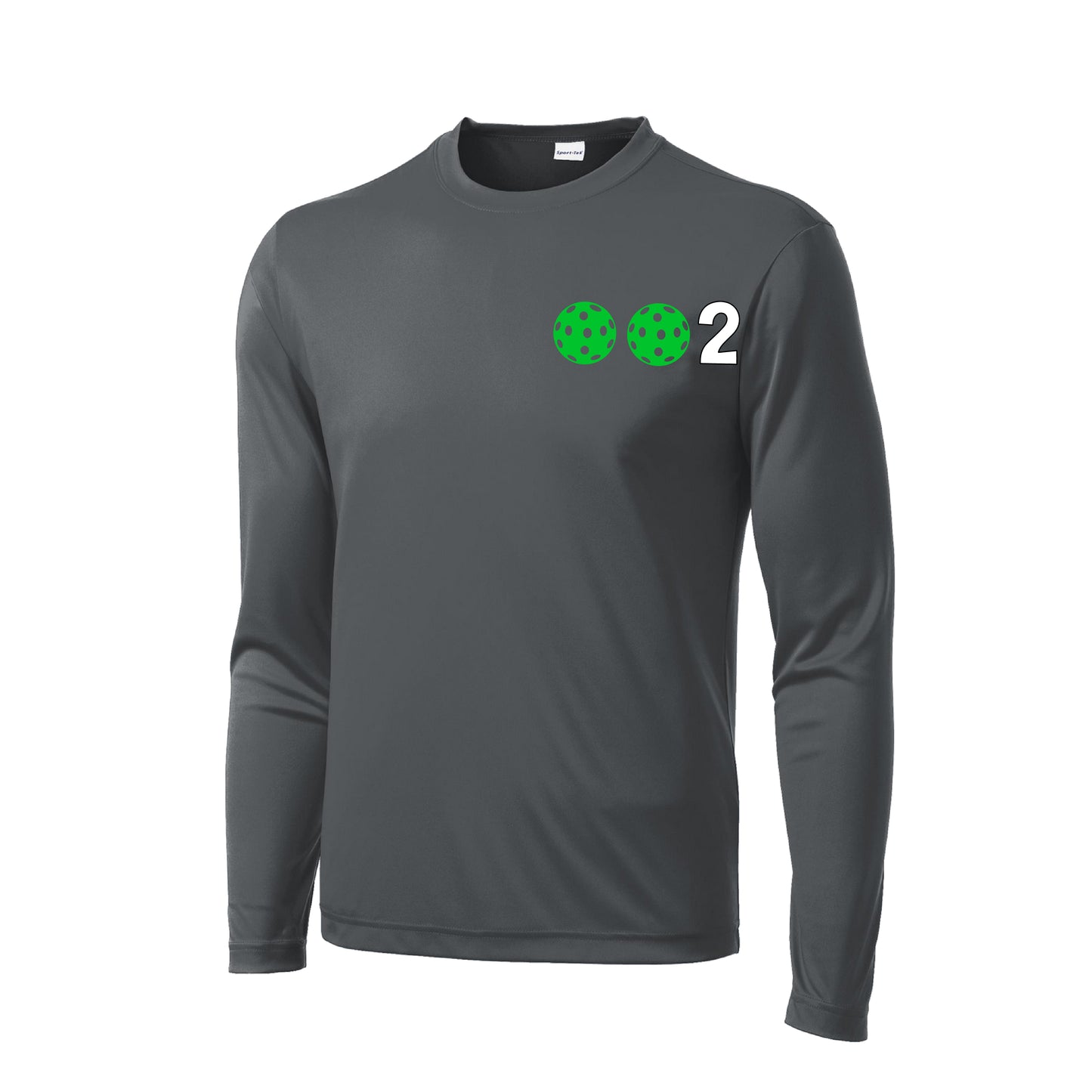 002 With Pickleballs (Green Orange Red) Customizable | Men's Long Sleeve Athletic Shirt | 100% Polyester