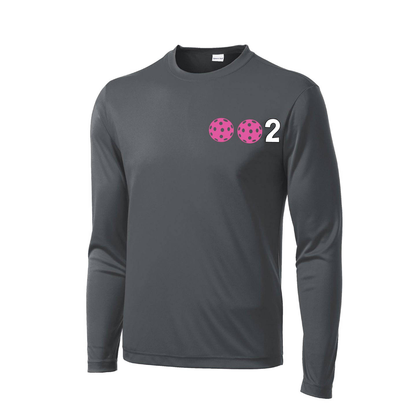 002 With Pickleballs (Yellow White Pink) Customizable | Men's Long Sleeve Athletic Shirt | 100% Polyester