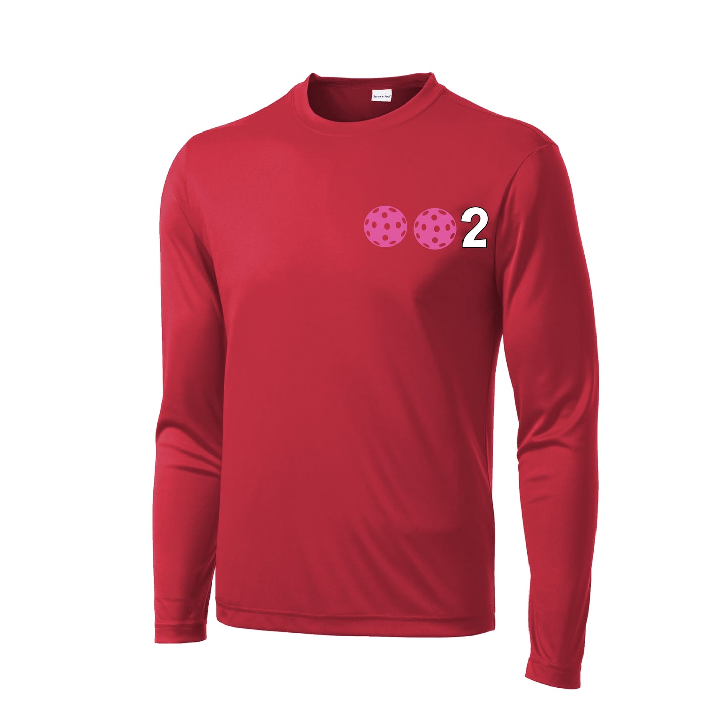 002 With Pickleballs (Yellow White Pink) Customizable | Men's Long Sleeve Athletic Shirt | 100% Polyester