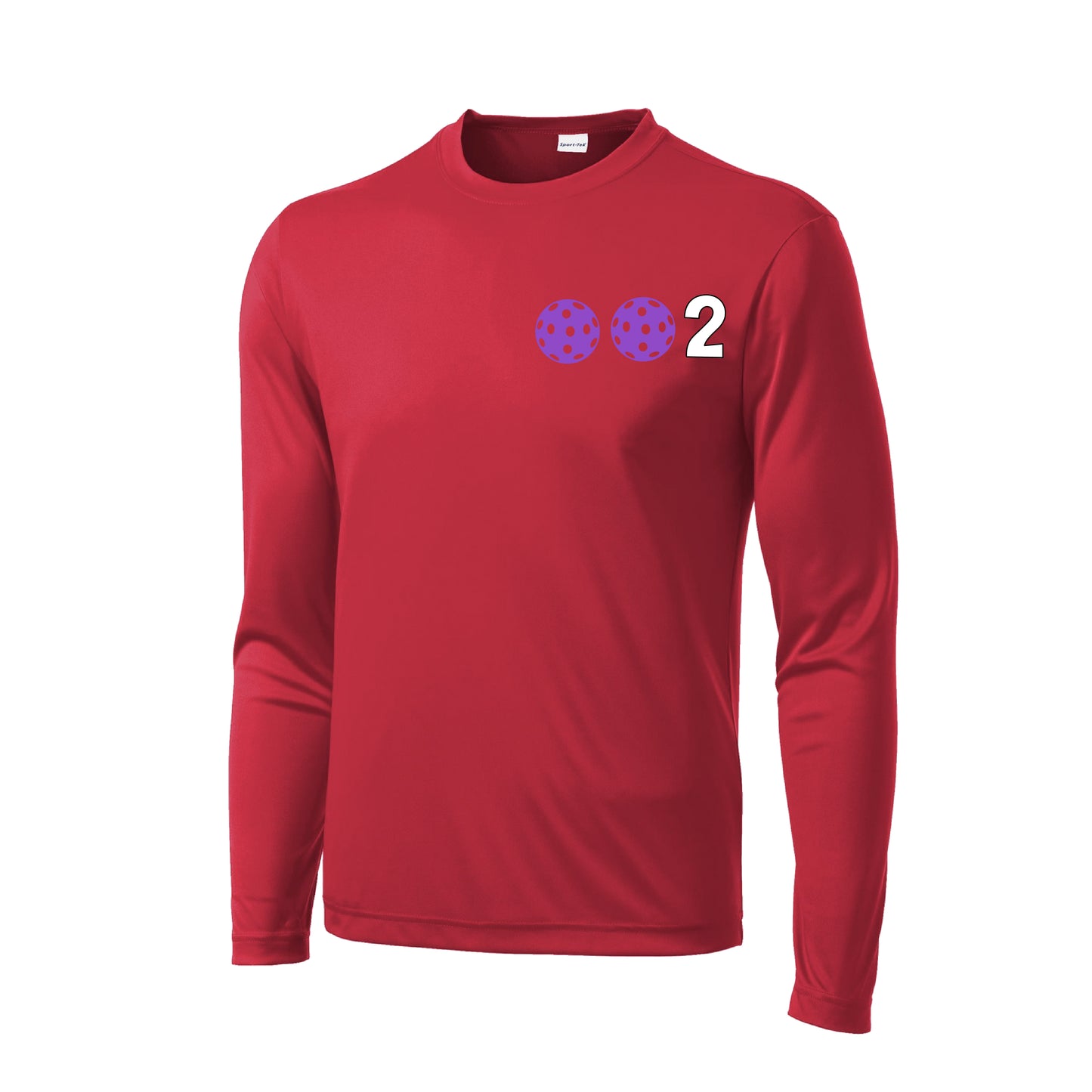 002 With Pickleballs (Cyan Purple Rainbow) Customizable | Men's Long Sleeve Athletic Shirt | 100% Polyester