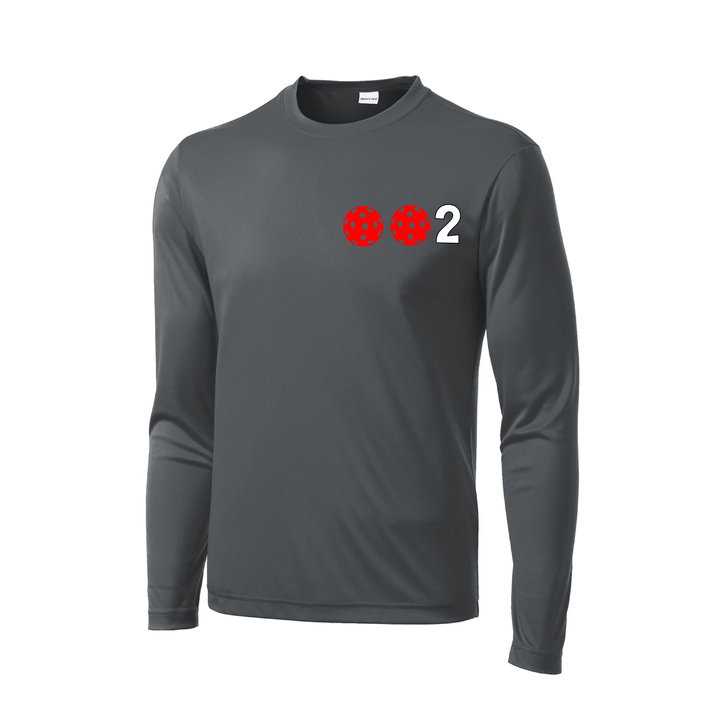002 With Pickleballs (Green Orange Red) Customizable | Men's Long Sleeve Athletic Shirt | 100% Polyester