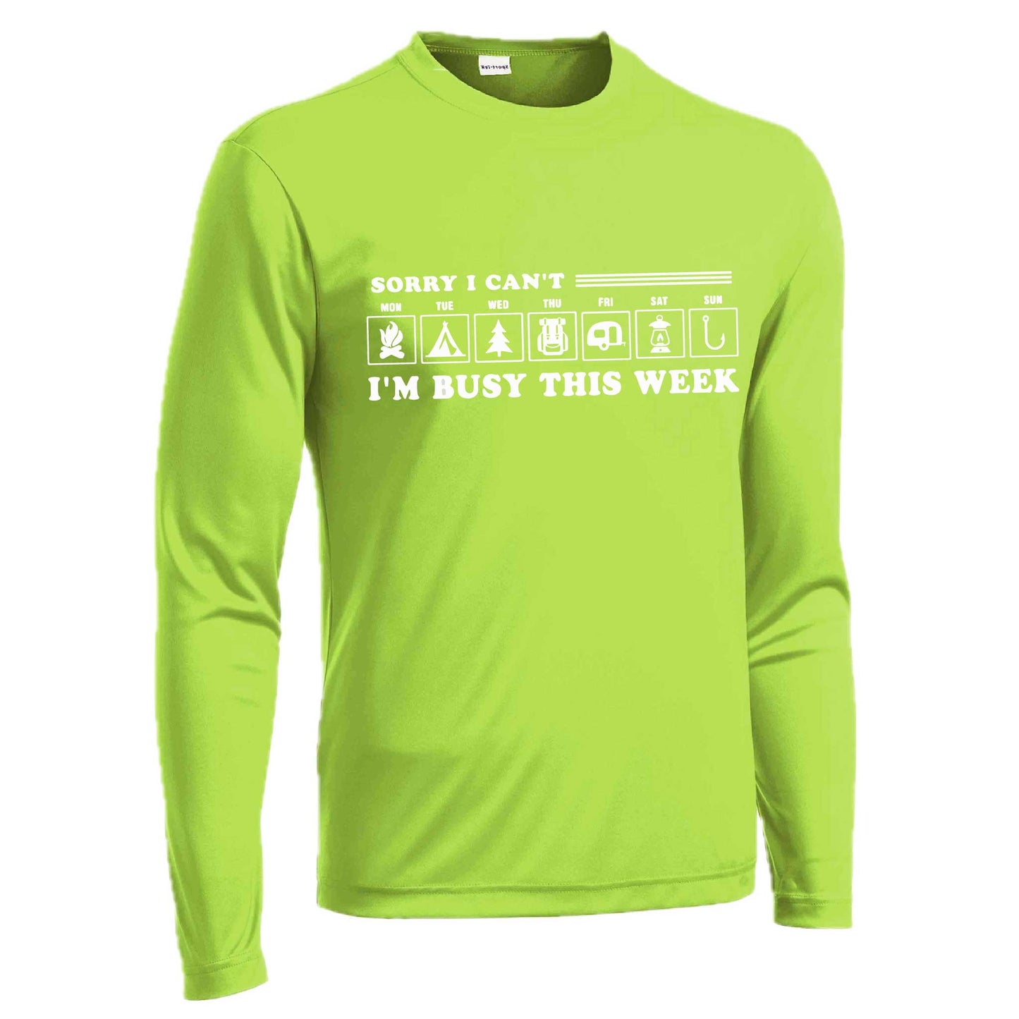 Sorry I Can't I'm Busy Camping This Week | Men's Long Sleeve Camping Shirt | 100% Polyester