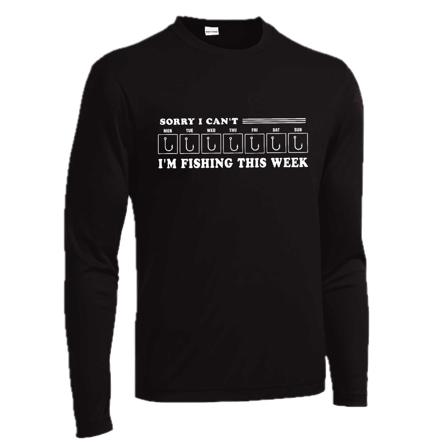 Sorry I Can't I'm Busy This Week Fishing | Men's Long Sleeve Camping Shirt | 100% Polyester