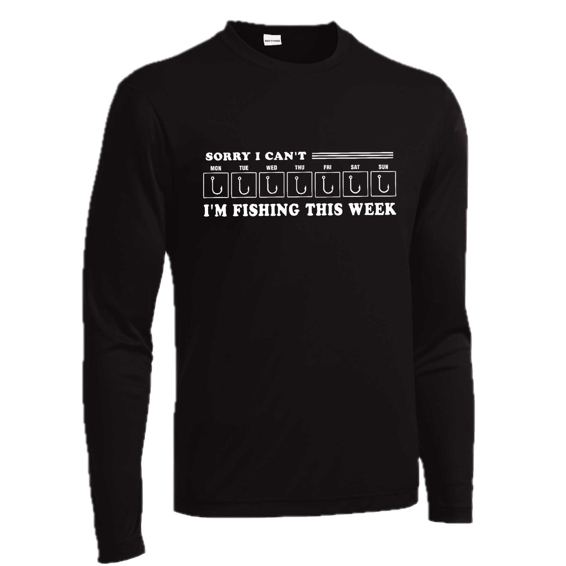 Sorry I Can't I'm Busy This Week Fishing | Men's Long Sleeve Camping Shirt | 100% Polyester
