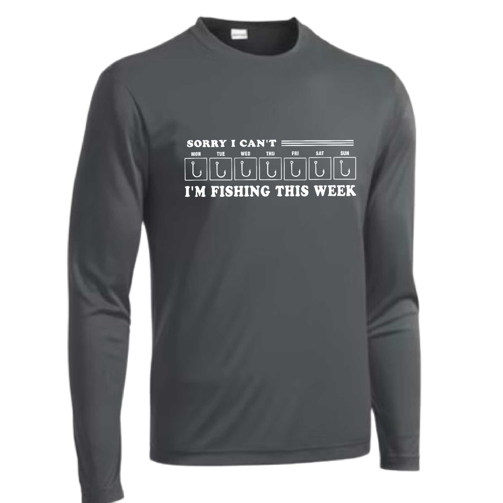 Sorry I Can't I'm Busy This Week Fishing | Men's Long Sleeve Camping Shirt | 100% Polyester