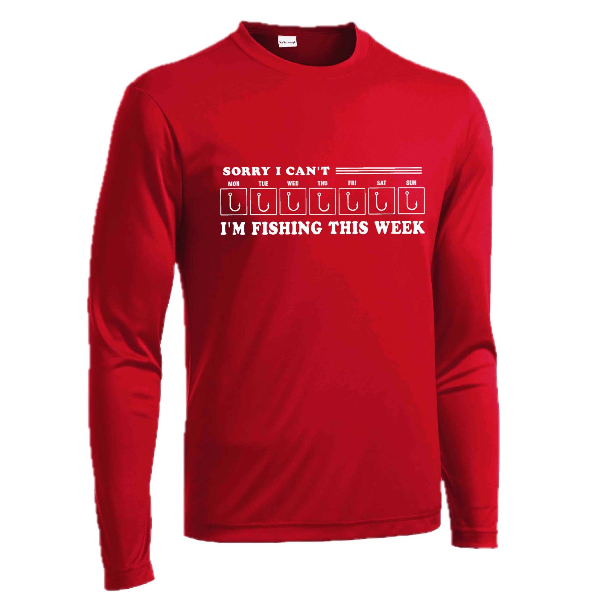 Sorry I Can't I'm Busy This Week Fishing | Men's Long Sleeve Camping Shirt | 100% Polyester