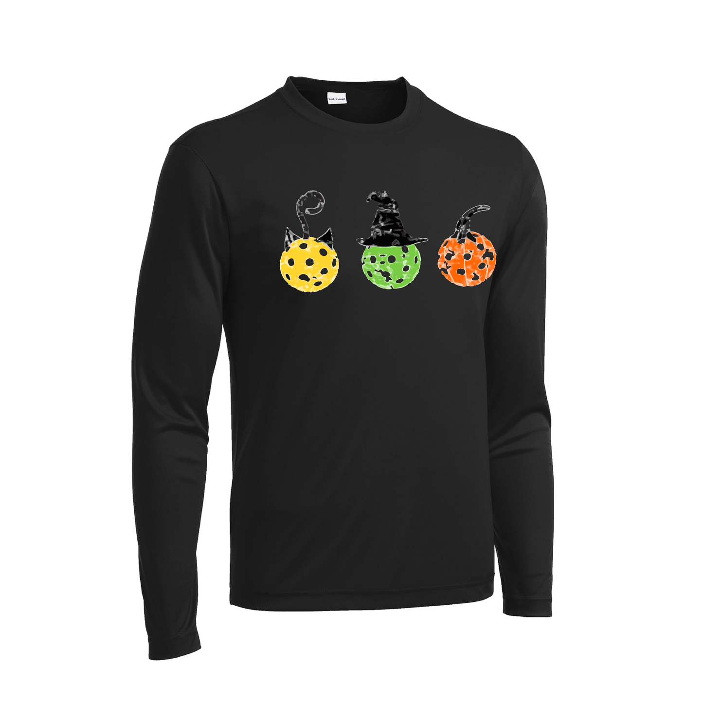 Cat Witch Pumpkin  | Men's Long Sleeve Athletic Shirt | 100% Polyester