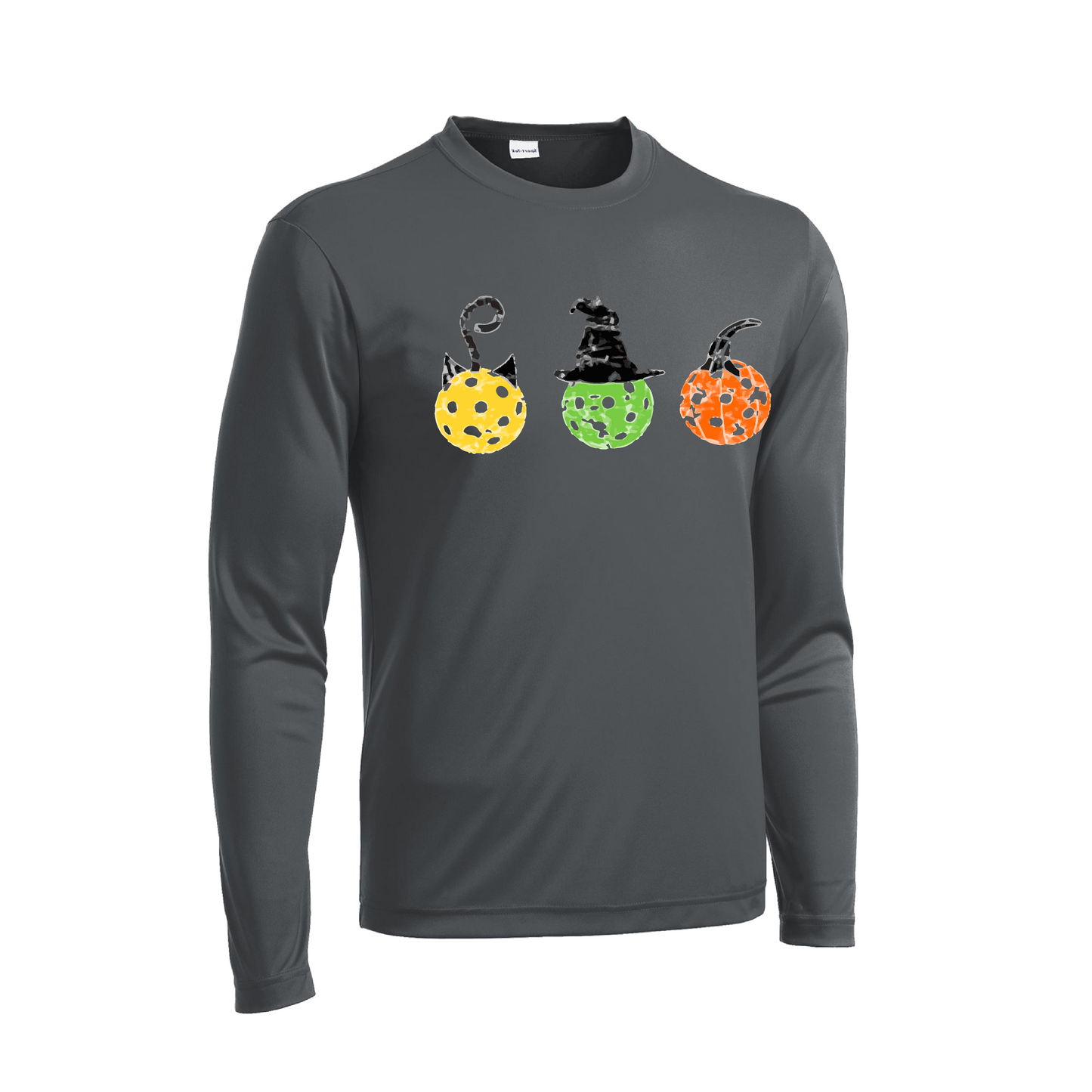 Cat Witch Pumpkin  | Men's Long Sleeve Athletic Shirt | 100% Polyester